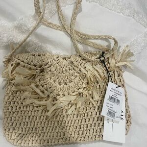 Nordstrom Cream Woven Shoulder Bag